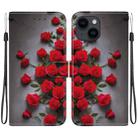 For iPhone 15 Plus Crystal Texture Colored Drawing Leather Phone Case(Red Roses) - 1