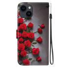 For iPhone 15 Plus Crystal Texture Colored Drawing Leather Phone Case(Red Roses) - 3