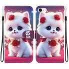 For iPhone SE 2022 / SE 2020 / 8 / 7 Crystal Texture Colored Drawing Leather Phone Case(Rose Cat) - 1