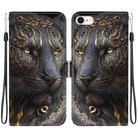 For iPhone SE 2022 / SE 2020 / 8 / 7 Crystal Texture Colored Drawing Leather Phone Case(Black Gold Lion) - 1