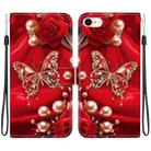 For iPhone SE 2022 / SE 2020 / 8 / 7 Crystal Texture Colored Drawing Leather Phone Case(Pearl Butterfly Rose) - 1