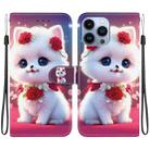 For iPhone 13 Pro Crystal Texture Colored Drawing Leather Phone Case(Rose Cat) - 1