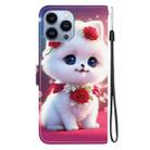 For iPhone 13 Pro Crystal Texture Colored Drawing Leather Phone Case(Rose Cat) - 3