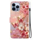 For iPhone 13 Pro Crystal Texture Colored Drawing Leather Phone Case(Lantern Butterflies) - 3