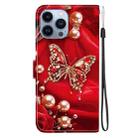 For iPhone 13 Pro Crystal Texture Colored Drawing Leather Phone Case(Pearl Butterfly Rose) - 3