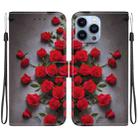 For iPhone 13 Pro Crystal Texture Colored Drawing Leather Phone Case(Red Roses) - 1