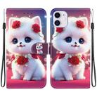 For iPhone 11 Crystal Texture Colored Drawing Leather Phone Case(Rose Cat) - 1