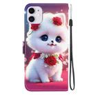 For iPhone 11 Crystal Texture Colored Drawing Leather Phone Case(Rose Cat) - 3