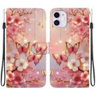For iPhone 11 Crystal Texture Colored Drawing Leather Phone Case(Lantern Butterflies) - 1