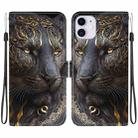 For iPhone 11 Crystal Texture Colored Drawing Leather Phone Case(Black Gold Lion) - 1