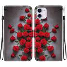 For iPhone 11 Crystal Texture Colored Drawing Leather Phone Case(Red Roses) - 1