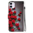 For iPhone 11 Crystal Texture Colored Drawing Leather Phone Case(Red Roses) - 3