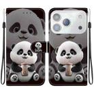 For iPhone 17 Pro Max Crystal Texture Colored Drawing Leather Phone Case(Milk Tea Bear) - 1