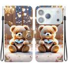 For iPhone 17 Pro Max Crystal Texture Colored Drawing Leather Phone Case(Diamond Bear) - 1