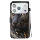 For iPhone 17 Pro Max Crystal Texture Colored Drawing Leather Phone Case(Black Gold Lion) - 3