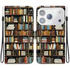 For iPhone 17 Pro Max Crystal Texture Colored Drawing Leather Phone Case(Bookshelf) - 1