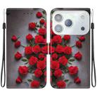 For iPhone 17 Pro Max Crystal Texture Colored Drawing Leather Phone Case(Red Roses) - 1