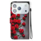 For iPhone 17 Pro Max Crystal Texture Colored Drawing Leather Phone Case(Red Roses) - 3