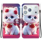 For iPhone 17 Pro Crystal Texture Colored Drawing Leather Phone Case(Rose Cat) - 1