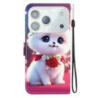 For iPhone 17 Pro Crystal Texture Colored Drawing Leather Phone Case(Rose Cat) - 3