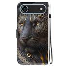 For iPhone 17 Air Crystal Texture Colored Drawing Leather Phone Case(Black Gold Lion) - 3