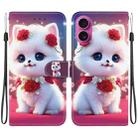 For iPhone 17 Crystal Texture Colored Drawing Leather Phone Case(Rose Cat) - 1