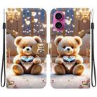 For iPhone 17 Crystal Texture Colored Drawing Leather Phone Case(Diamond Bear) - 1