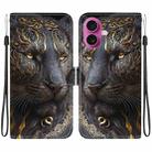 For iPhone 17 Crystal Texture Colored Drawing Leather Phone Case(Black Gold Lion) - 1