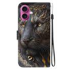 For iPhone 17 Crystal Texture Colored Drawing Leather Phone Case(Black Gold Lion) - 3