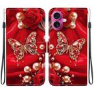 For iPhone 17 Crystal Texture Colored Drawing Leather Phone Case(Pearl Butterfly Rose) - 1