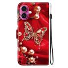 For iPhone 17 Crystal Texture Colored Drawing Leather Phone Case(Pearl Butterfly Rose) - 3