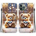 For iPhone 11 Pro Max Crystal Texture Colored Drawing Leather Phone Case(Diamond Bear) - 1