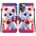 For iPhone 11 Pro Crystal Texture Colored Drawing Leather Phone Case(Rose Cat) - 1