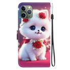 For iPhone 11 Pro Crystal Texture Colored Drawing Leather Phone Case(Rose Cat) - 3