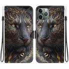 For iPhone 11 Pro Crystal Texture Colored Drawing Leather Phone Case(Black Gold Lion) - 1