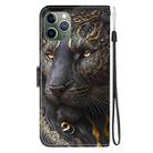 For iPhone 11 Pro Crystal Texture Colored Drawing Leather Phone Case(Black Gold Lion) - 3