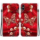 For iPhone XS Max Crystal Texture Colored Drawing Leather Phone Case(Pearl Butterfly Rose) - 1