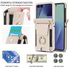 For Samsung Galaxy Z Flip7 5G Ring Holder Wallet Card Slot Leather Phone Case(White) - 2