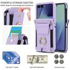 For Samsung Galaxy Z Flip7 5G Ring Holder Wallet Card Slot Leather Phone Case(Light Purple) - 2