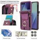 For Samsung Galaxy Z Flip7 5G Ring Holder Wallet Card Slot Leather Phone Case(Deep Purple) - 2