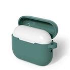For AirPods Pro 3 Silicone Earphone Protective Case with Hook(Pine Green) - 1