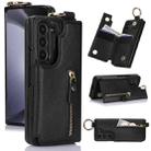 For Samsung Galaxy Z Fold7 Litchi Texture Ring Zipper Double Buckle Leather Phone Case(Black) - 1