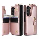 For Samsung Galaxy Z Fold7 Litchi Texture Ring Zipper Double Buckle Leather Phone Case(Rose Gold) - 2
