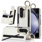 For Samsung Galaxy Z Fold7 Litchi Texture Double Buckle Leather Phone Case with Pen Slot(White) - 1