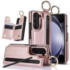 For Samsung Galaxy Z Fold7 Litchi Texture Double Buckle Leather Phone Case with Pen Slot(Rose Gold) - 1