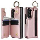 For Samsung Galaxy Z Fold7 Litchi Texture Double Buckle Leather Phone Case with Pen Slot(Rose Gold) - 2