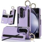 For Samsung Galaxy Z Fold7 Litchi Texture Double Buckle Leather Phone Case with Pen Slot(Purple) - 1