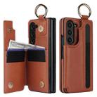 For Samsung Galaxy Z Fold7 Litchi Texture Double Buckle Leather Phone Case with Pen Slot(Brown) - 2
