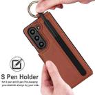 For Samsung Galaxy Z Fold7 Litchi Texture Double Buckle Leather Phone Case with Pen Slot(Brown) - 3