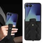 For Samsung Galaxy Z Flip7 5G Rhombic Texture Wristband PU Phone Case(Black) - 2